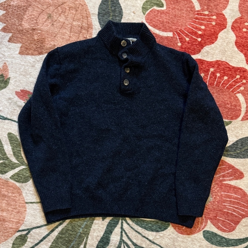 Enzo Mantovani Mens Chunky Henley Sweater Size Large Blue 100% Wool - Picture 1 of 7